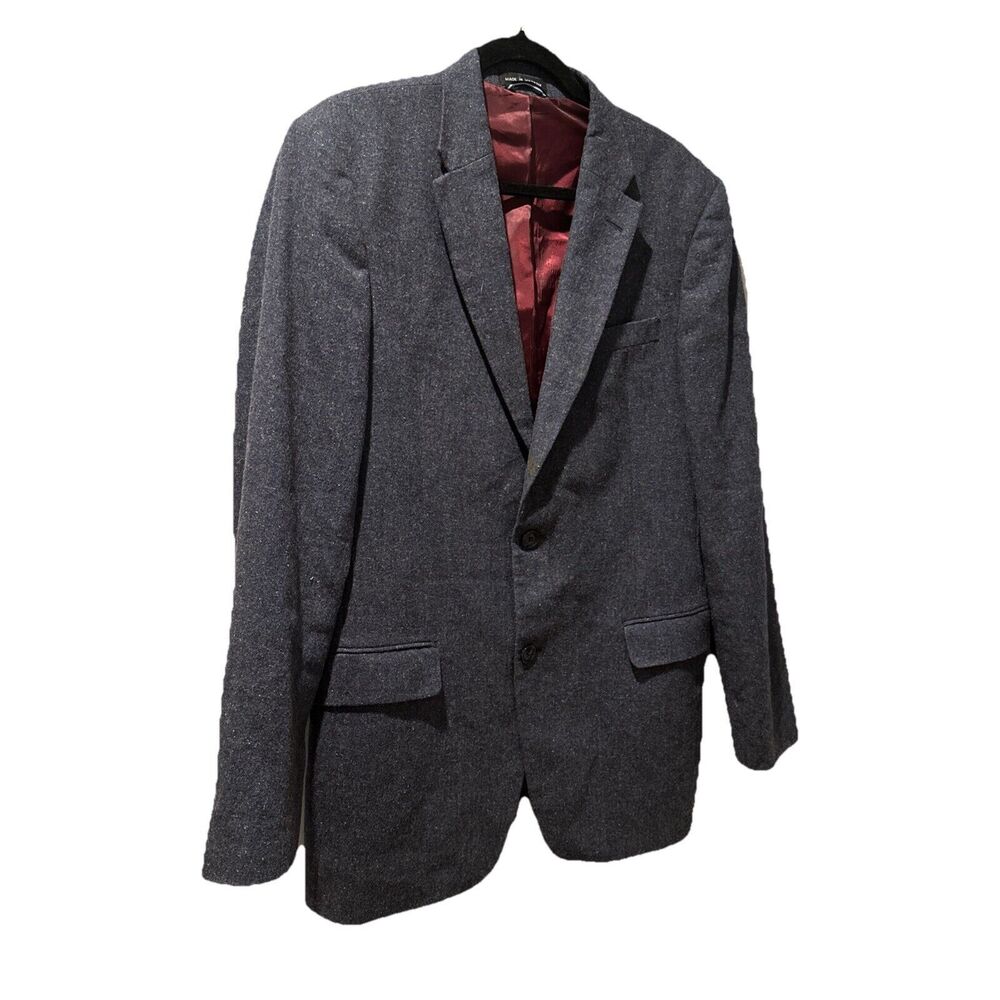Tommy Hilfiger Menβs 40L Wool Blend Blue Speckled Knit Blazer Sport Coat Long - Picture 2 of 11
